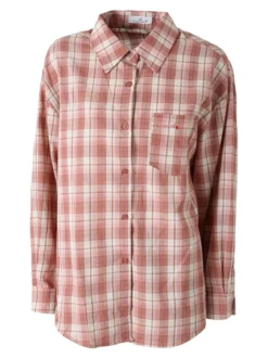 Lissimo Set 2 pezzi camicia oversize a quadri da donna con top coordinato - rosa
