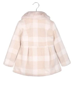 Lollitop Cappotto da bambina con bottoni di perle e scollo in ecopelliccia - beige