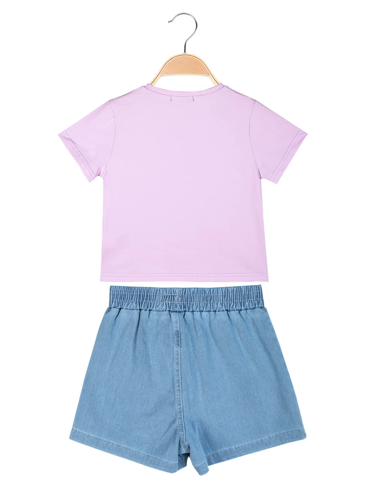 Lollitop Completo corto da bambina con t-shirt crop e shorts in jeans