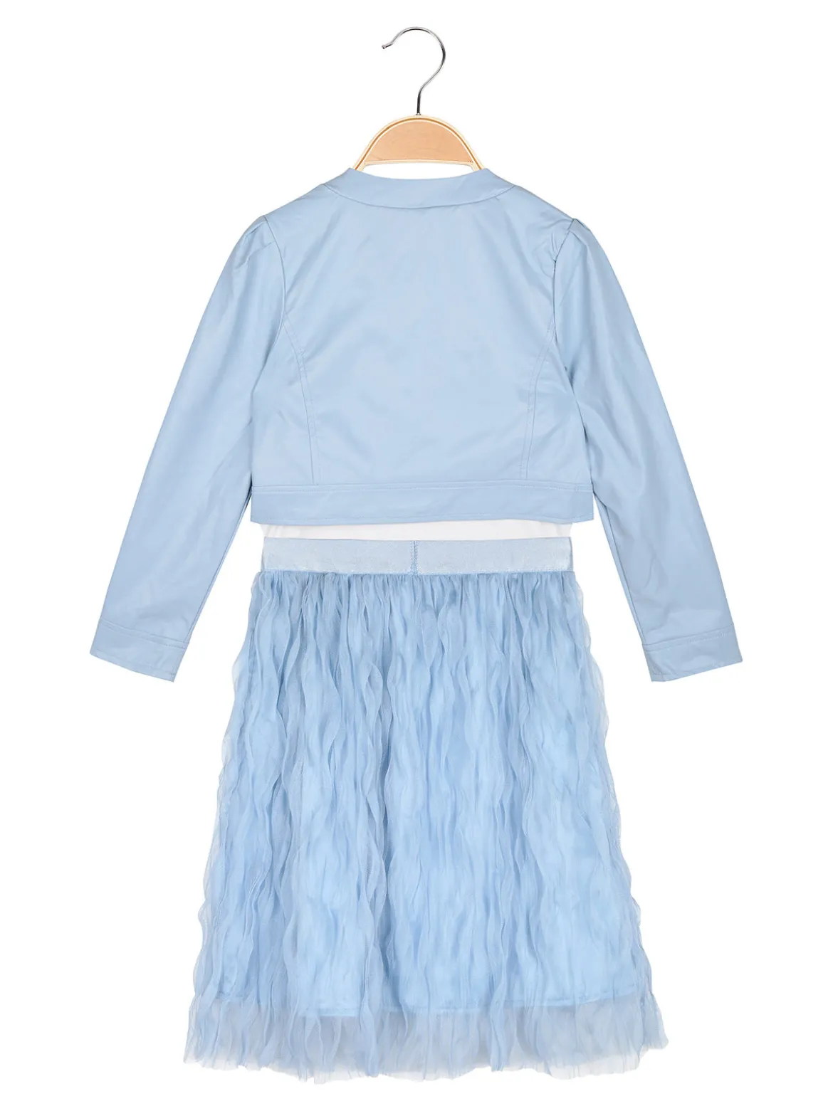 Lollitop Completo 3 pezzi da bambina con giacchino in ecopelle e gonna in tulle