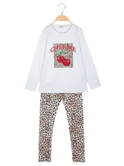 Lollitop Completo 2 pezzi da bambina con leggings maculati