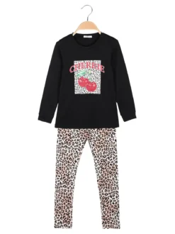 Lollitop Completo 2 pezzi da bambina con leggings maculati