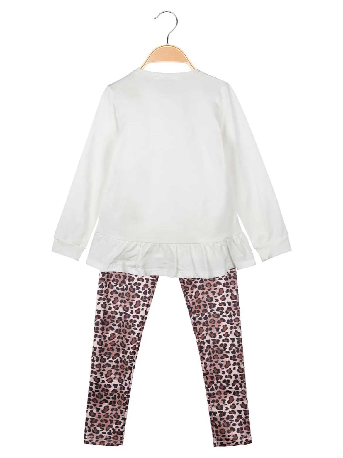 Lollitop Completo 2 pezzi da bambina con maglietta e leggings maculati - bianco