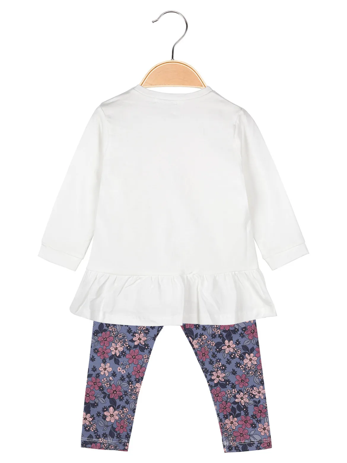 Lollitop Completo 2 pezzi da neonata con maglietta e leggings fiorati - bianco