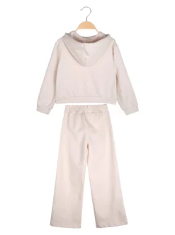 Lollitop Completo 2 pezzi da ragazza con cappuccio e pantaloni a gamba larga - beige