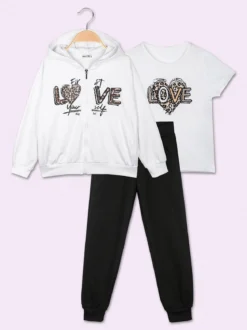 Lollitop Completo 3 pezzi da ragazza con cappuccio e zip