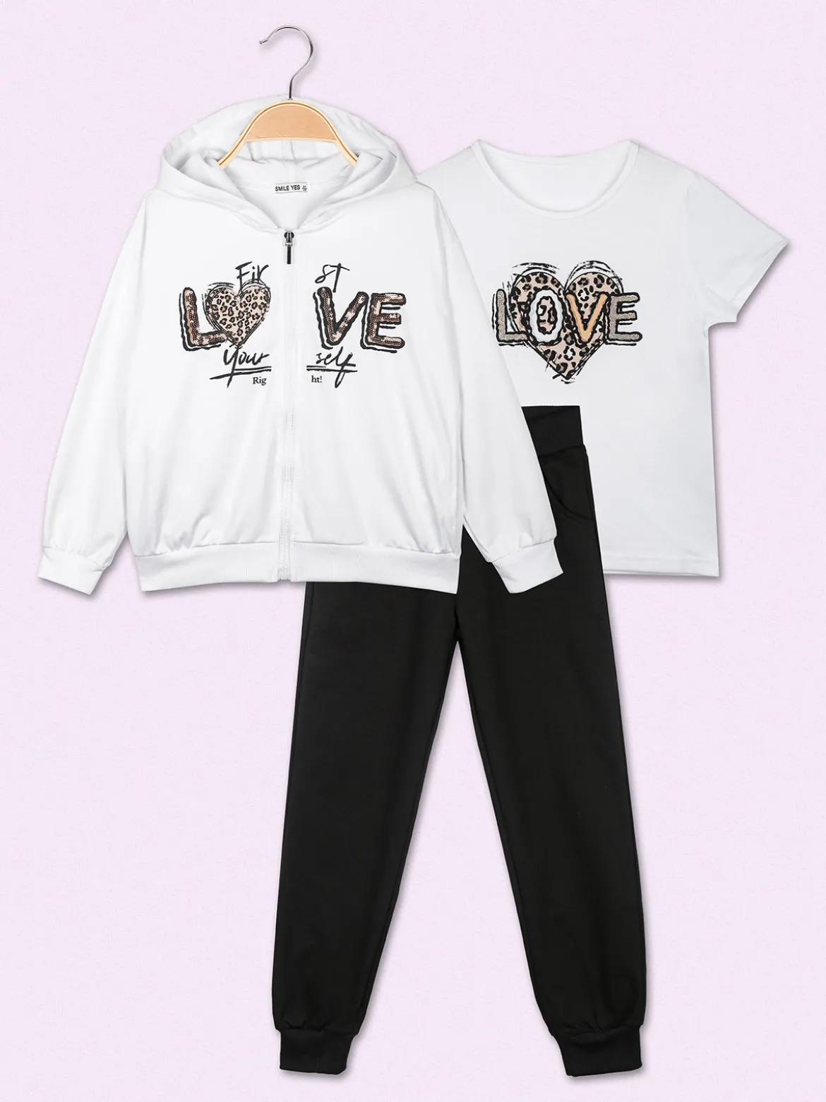 Lollitop Completo 3 pezzi da ragazza con cappuccio e zip