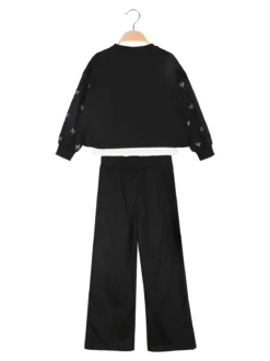 Lollitop Completo tuta da bambina 3 pezzi con pantaloni a gamba larga - nero