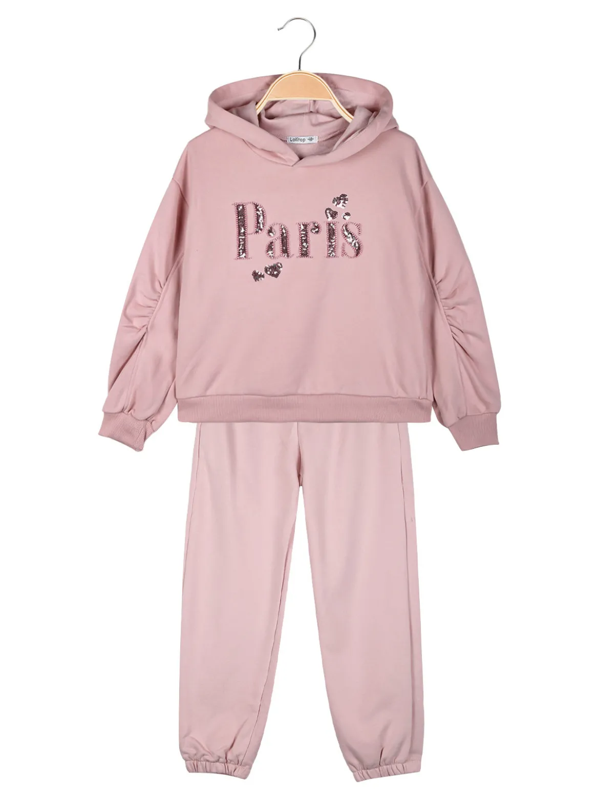 Lollitop Completo tuta 2 pezzi da bambina con cappuccio - rosa
