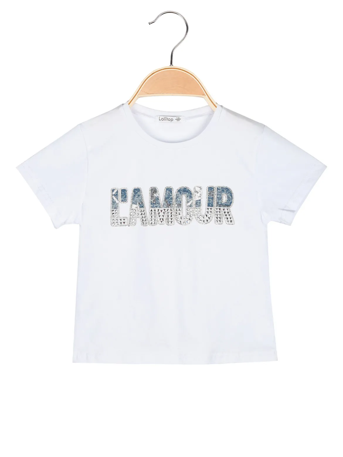 Lollitop T-shirt cropped da bambina con scritta di strass