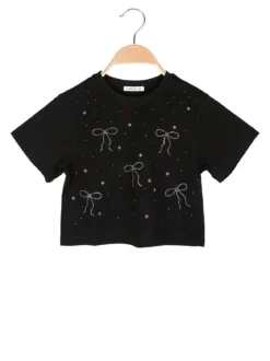 Lollitop T-shirt cropped da ragazza con strass