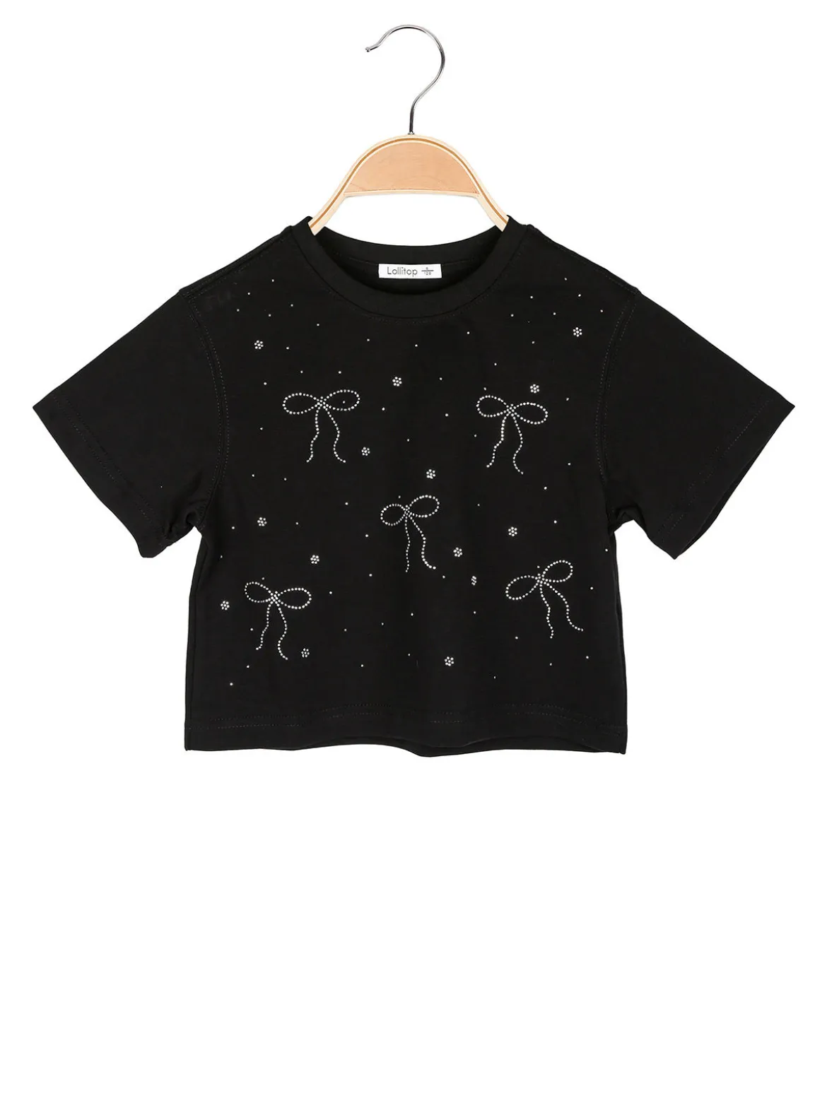 Lollitop T-shirt cropped da ragazza con strass