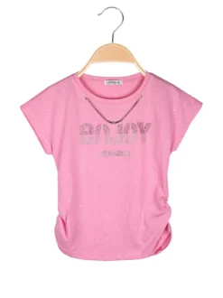 Lollitop T-shirt da ragazza con strass e dettaglio catena sullo scollo