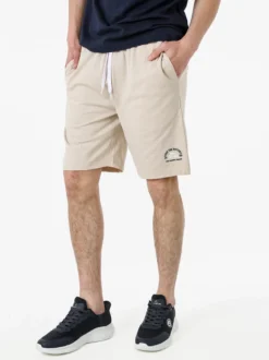 Lonsdale Bermuda sportivi da uomo con logo e coulisse - naturale