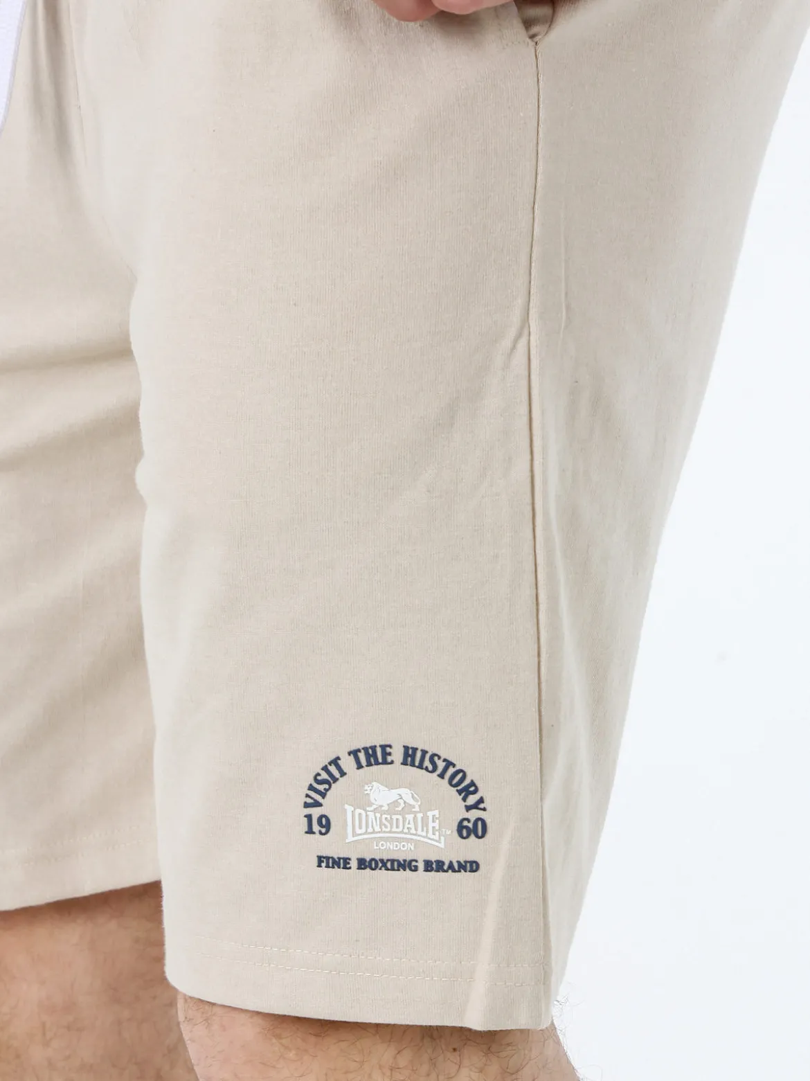 Lonsdale Bermuda sportivi da uomo con logo e coulisse - naturale