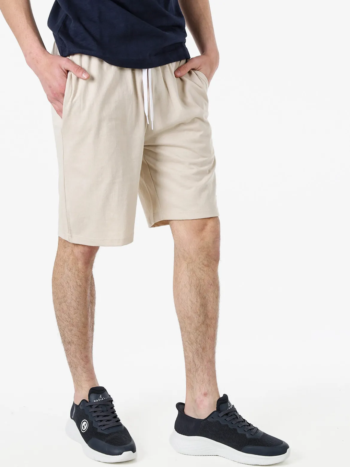 Lonsdale Bermuda sportivi da uomo con logo e coulisse - naturale