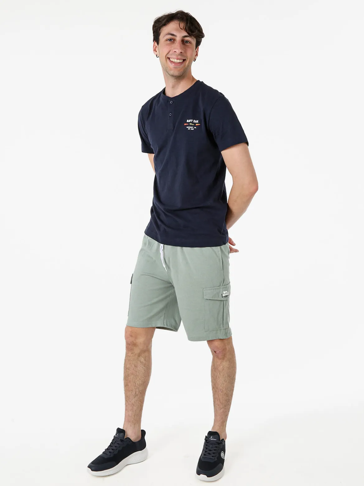 Lonsdale Bermuda sportivi da uomo con tasconi laterali e coulisse - pistacchio