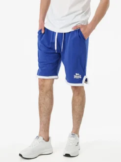 Lonsdale Bermuda sportivi da uomo in cotone con logo - blu