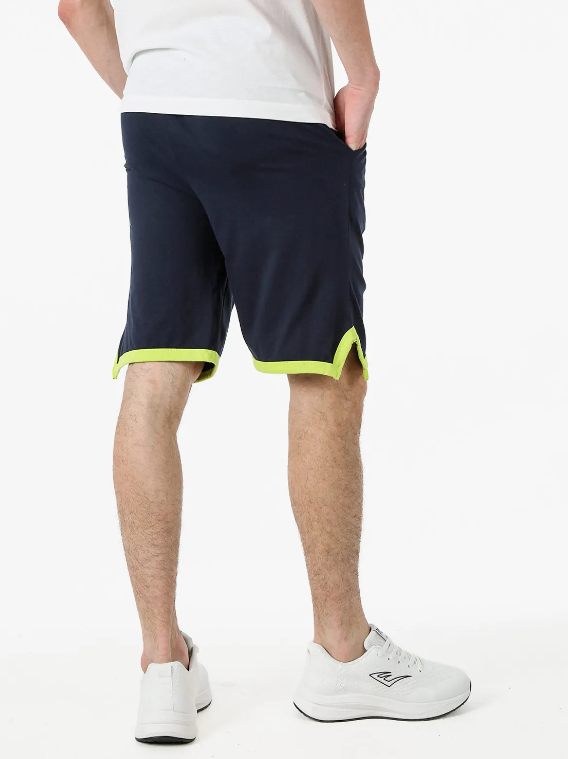 Lonsdale Bermuda sportivi da uomo in cotone con logo - blu scuro
