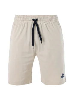 Lonsdale Bermuda sportivi da uomo in misto cotone con coulisse e logo - beige