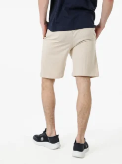 Lonsdale Bermuda sportivi da uomo in misto cotone con coulisse e logo - beige
