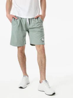 Lonsdale Bermuda sportivi da uomo in misto cotone con coulisse e logo - pistacchio