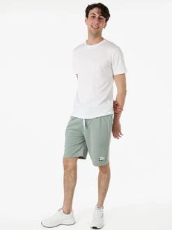 Lonsdale Bermuda sportivi da uomo in misto cotone con coulisse e logo - pistacchio