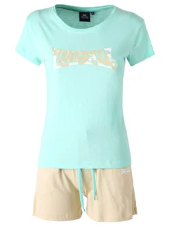 Lonsdale Completo corto da donna in cotone - acqua marina