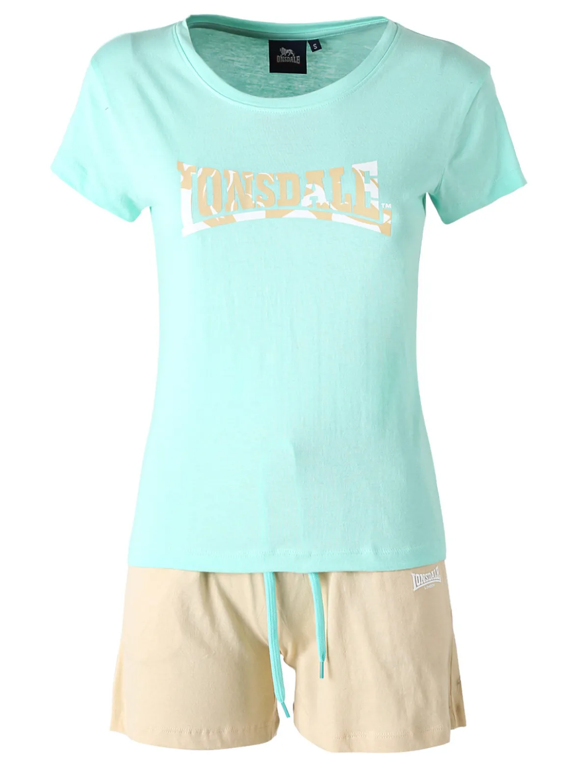 Lonsdale Completo corto da donna in cotone - acqua marina