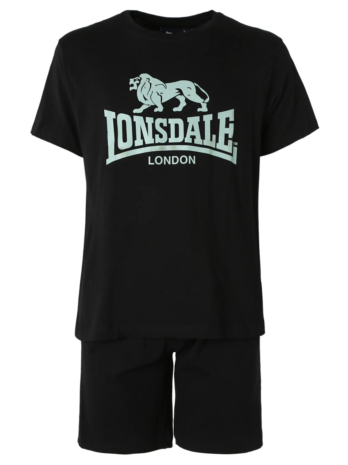 Lonsdale Completo corto da uomo in cotone con logo - nero