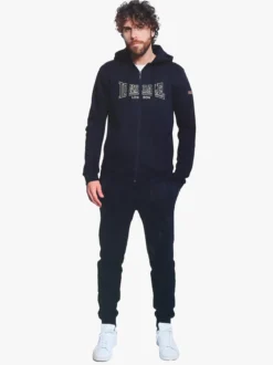 Lonsdale Completo tuta da uomo con cappuccio e zip con stampa logo - blu scuro