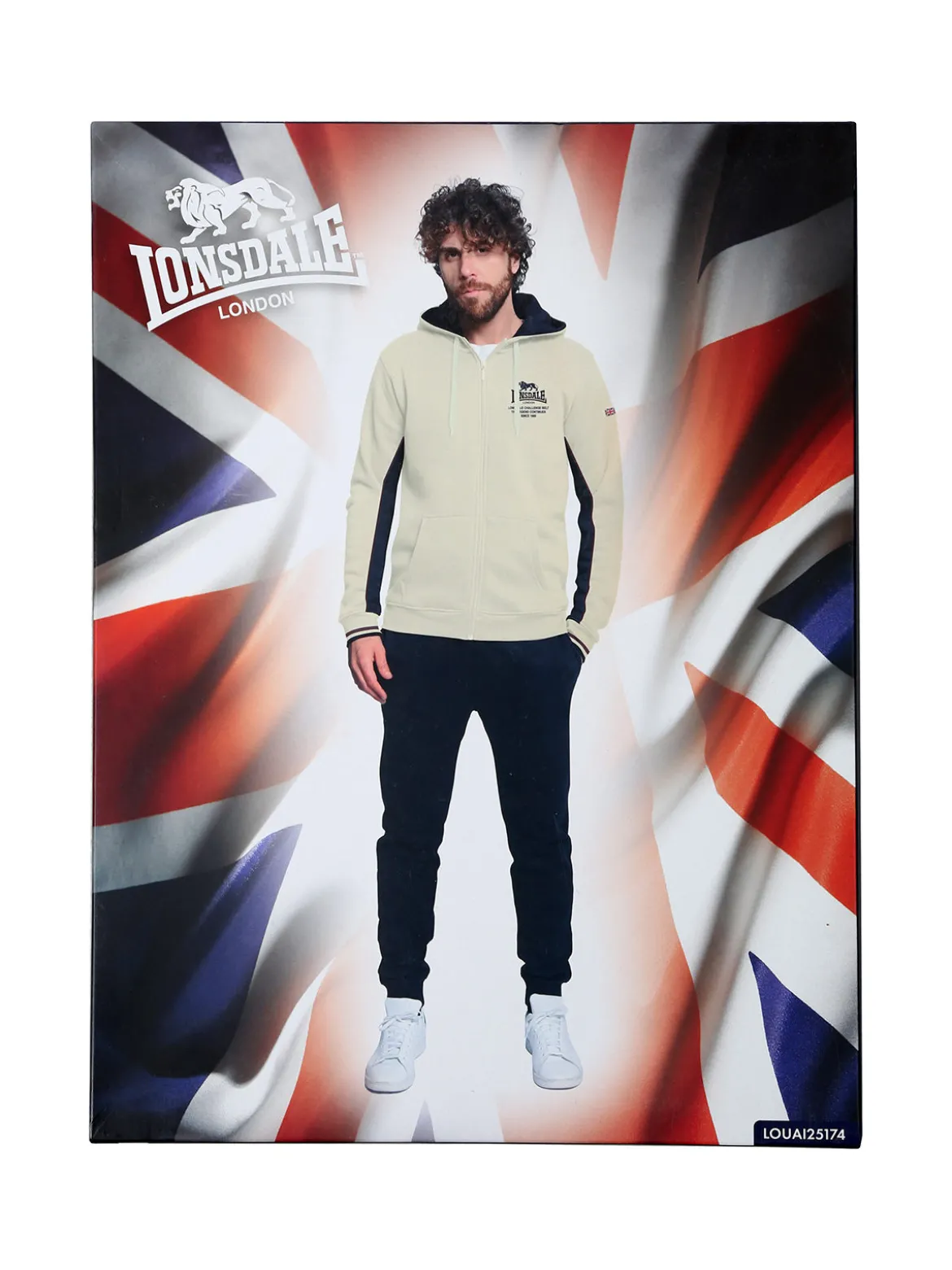 Lonsdale Completo tuta da uomo con cappuccio e zip - oliva