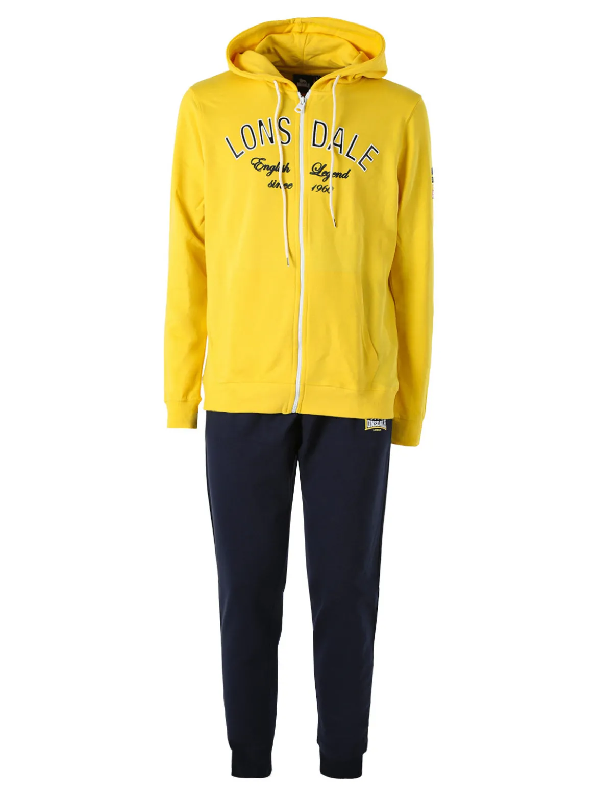 Lonsdale Completo tuta da uomo full zip con cappuccio - giallo