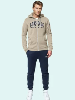 Lonsdale Completo tuta da uomo 2 pezzi con cappuccio e zip - naturale