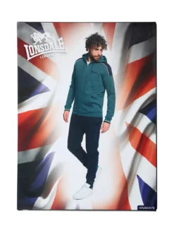 Lonsdale Completo tuta da uomo 2 pezzi con cappuccio e zip - ottanio