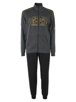 Lonsdale Completo tuta da uomo 2 pezzi con zip intera e stampa logo - grigio scuro