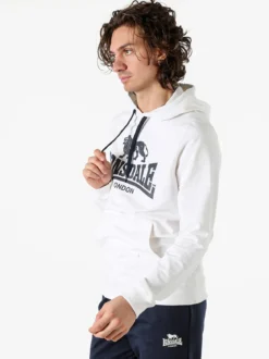 Lonsdale Felpa da uomo con cappuccio e logo - bianco