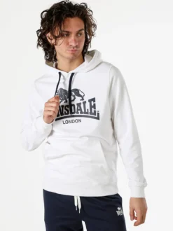 Lonsdale Felpa da uomo con cappuccio e logo - bianco