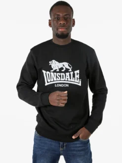 Lonsdale Felpa girocollo da uomo con logo - nero