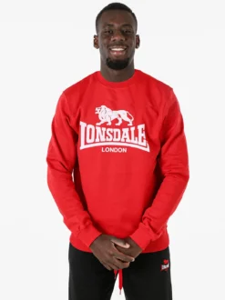 Lonsdale Felpa girocollo da uomo con logo - rosso