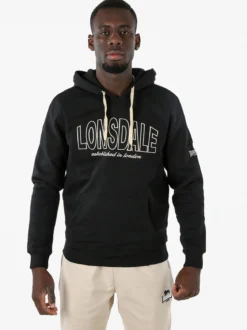 Lonsdale Felpa sportiva da uomo cappuccio e logo - nero