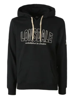Lonsdale Felpa sportiva da uomo cappuccio e logo - nero