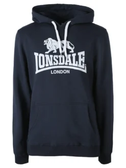 Lonsdale Felpa sportiva da uomo con cappuccio e logo - blu scuro