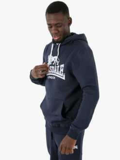 Lonsdale Felpa sportiva da uomo con cappuccio e logo - blu scuro