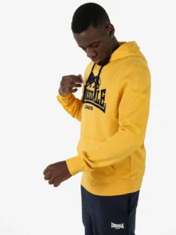 Lonsdale Felpa sportiva da uomo con cappuccio e logo - giallo