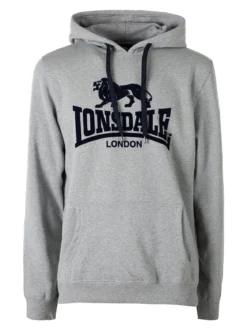 Lonsdale Felpa sportiva da uomo con cappuccio e logo - grigio