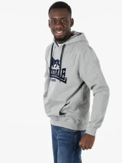 Lonsdale Felpa sportiva da uomo con cappuccio e logo - grigio