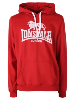 Lonsdale Felpa sportiva da uomo con cappuccio e logo - rosso