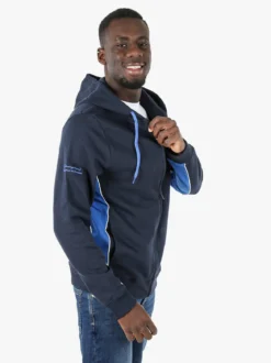 Lonsdale Felpa sportiva da uomo con cappuccio e zip - blu scuro