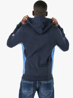 Lonsdale Felpa sportiva da uomo con cappuccio e zip - blu scuro